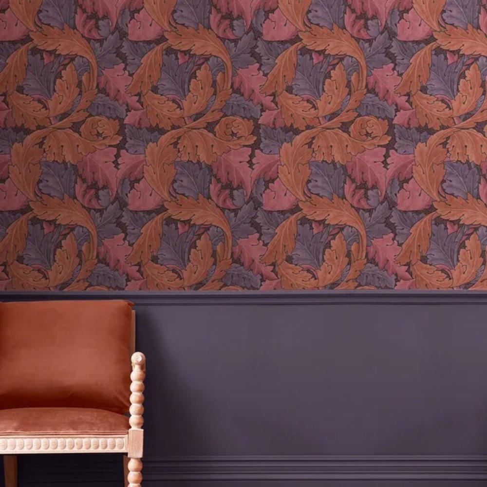 NEW William Morris Acanthus Plum Wallpaper (1 roll)